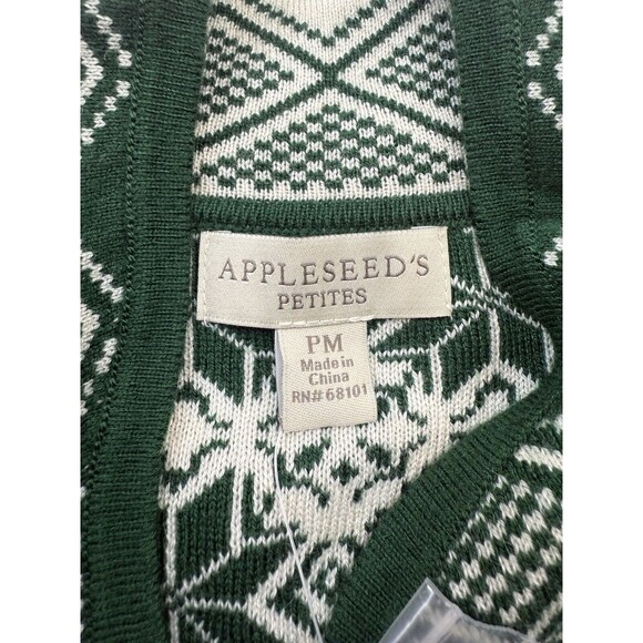 Vitange Appleseeds green ivory fair isle Nordic button up soft c… - Picture 11 of 11